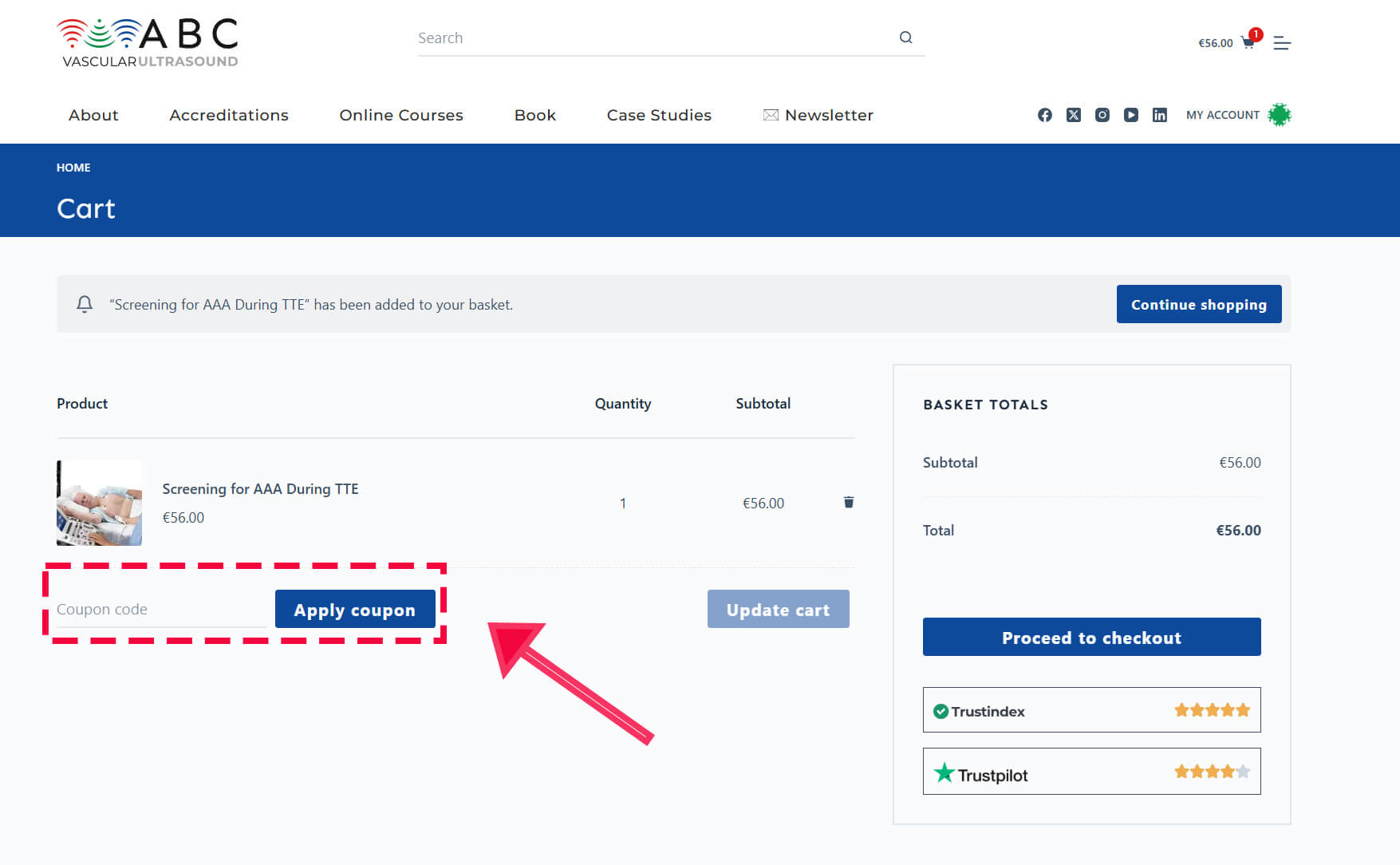 Apply coupon in cart
